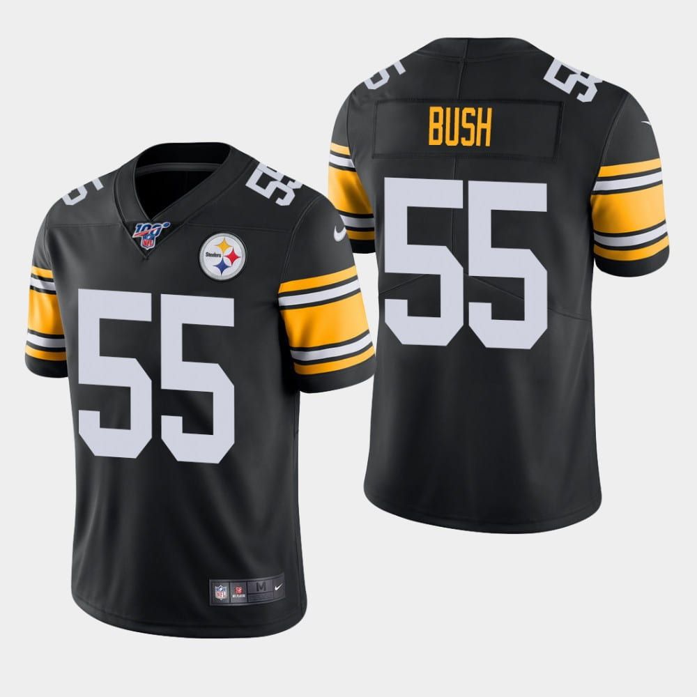Men Pittsburgh Steelers 55 Devin Bush Nike Black 100th Limited NFL Jersey